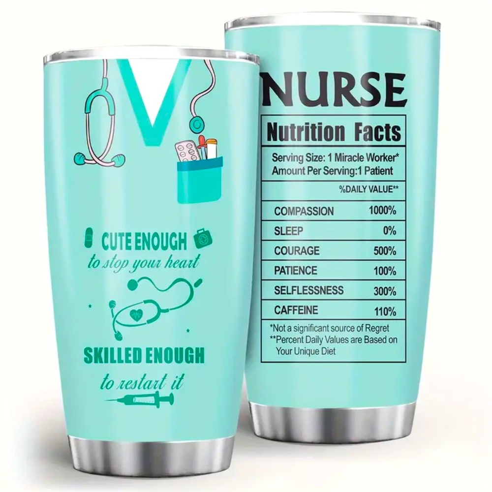 🆕 Whimsical Nurse Stainless Steel Tumbler - Nurse Week Gifts -20 oz ❤️‍🩹